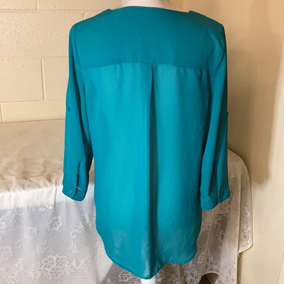 Maurices Teal Sheer Top - Picture 4 of 6